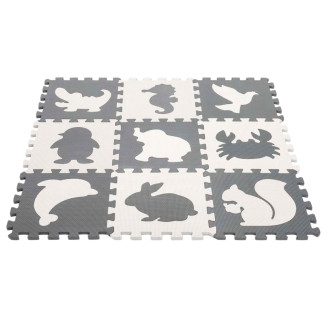 Miękkie puzzle mata edukacyjna dinozaury pianka eva beżowe szare 9 el.