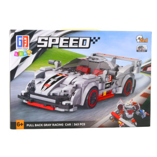 Klocki konstrukcyjne auto sportowe robot 2w1 szary 363 el.
