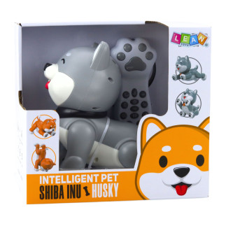 Interaktywny robot pies husky zdalnie sterowany rc głosem sztuczki szary
