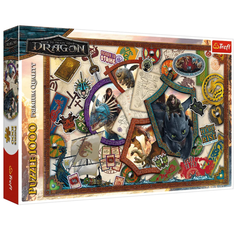 Puzzle - 1000 - jak wytresować smoka - bohaterowie - trefl 10959