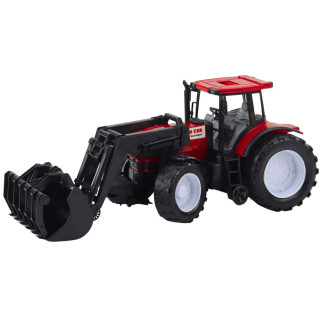Traktor pojazd rolniczy farmerski z chwytakiem czerwony