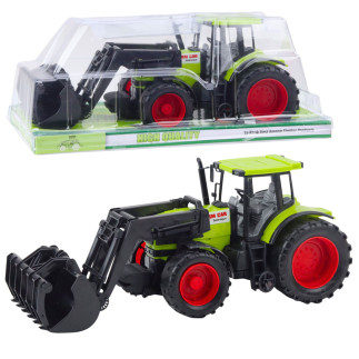 Traktor pojazd rolniczy farmerski z chwytakiem zielony