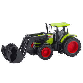 Traktor pojazd rolniczy farmerski z chwytakiem zielony