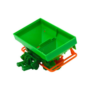 Traktor pojazd rolniczy farmerski z siewnikiem czerwony