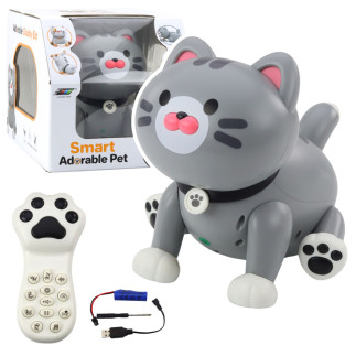 Interaktywny robot kotek zdalnie sterowany rc pilot szary