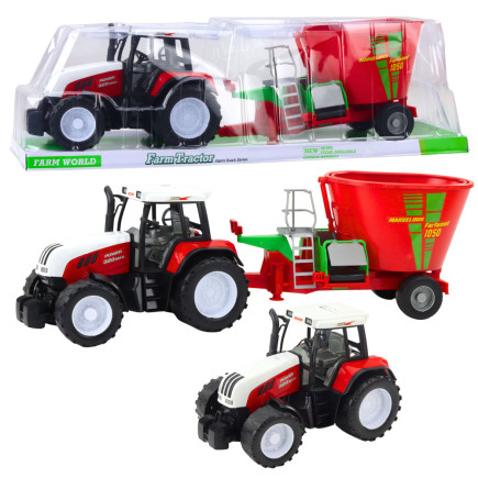 Traktor rolniczy farmerski z przyczepą mieszalnik paszy czerwony 60cm