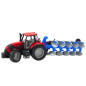 Traktor rolniczy farmerski z pługiem napęd czerwony Traktor rolniczy farmerski z pługiem napęd czerwony