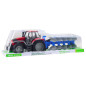 Traktor rolniczy farmerski z pługiem napęd czerwony Traktor rolniczy farmerski z pługiem napęd czerwony