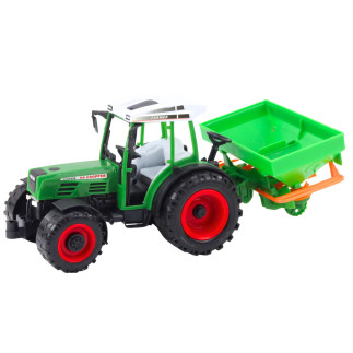Traktor pojazd rolniczy farmerski z siewnikiem zielony