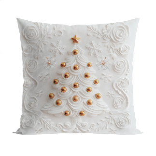 Choinka z efektem 3d poszewka dekoracyjna velvet, 40x40cm, kolor  szaro biały