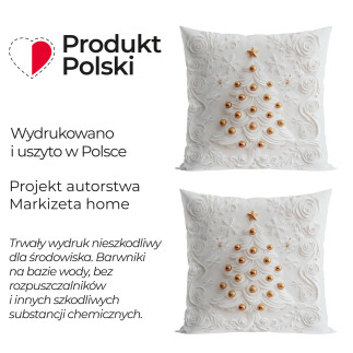Choinka z efektem 3d poszewka dekoracyjna velvet, 40x40cm, kolor 001 szaro biały