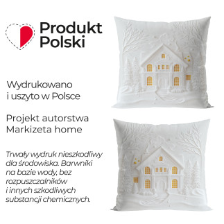 Domek z efektem 3d poszewka dekoracyjna velvet, 40x40cm, kolor 001 szaro biały