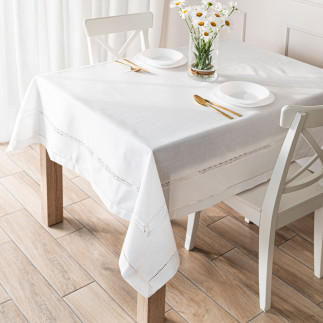 Selvia obrus z gipiurą, szerokość 140cm x wysokość 220cm, kolor 001 biały
