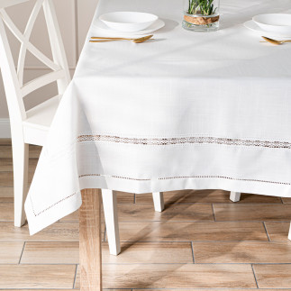 Selvia obrus z gipiurą, szerokość 140cm x wysokość 180cm, kolor 001 biały