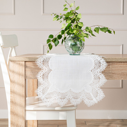 Serena bieżnik z gipiurą, szerokość 38cm x wysokość 140cm, kolor 001 biały