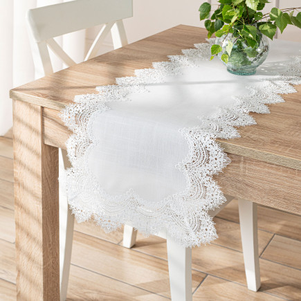 Serena bieżnik z gipiurą, szerokość 38cm x wysokość 140cm, kolor 001 biały