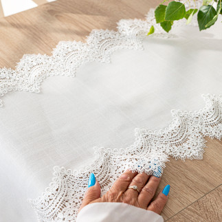 Serena bieżnik z gipiurą, szerokość 38cm x wysokość 140cm, kolor 001 biały