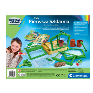 Naukowa zabawa laboratorium moja pierwsza szklarnia botanika rośliny język polski clementoni 50861
