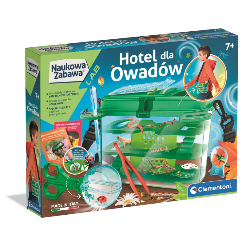 Naukowa zabawa laboratorium hotel dla owadów faunarium narzędzie do łapania owadów język polski clementoni 50399