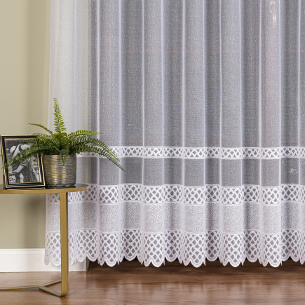 Firanka żakardowa pasowa, wysokość 250cm, kolor 001 biały