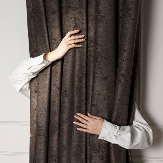 Soft zasłona gotowa na przelotkach, szerokość 140cm x wysokość 260cm, kolor 009 ciemny chłodny brązowy
