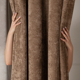 Soft zasłona gotowa na przelotkach, szerokość 140cm x wysokość 260cm, kolor 007 jasny brązowy