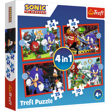 Puzzle - 4w1 (35, 48, 54, 70) - przygody sonica - trefl 34625