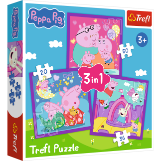 Puzzle - 3w1 (20, 36, 50) - zwyczaje świnki peppy - świnka peppa - trefl 34893