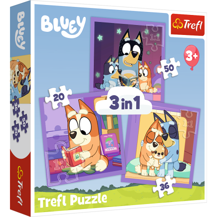 Puzzle - 3w1 (20, 36, 50) - poznaj bluey - trefl 34895