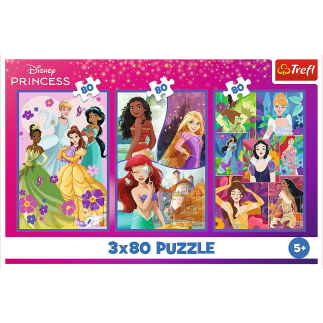 Puzzle - 3x80 - księżniczki przyjaciółki - disney princess - trefl 34884