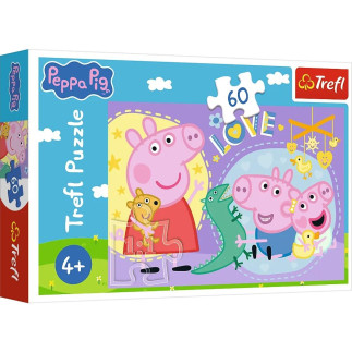 Puzzle - 60 - szczęśliwa świnka - świnka peppa - trefl 17414