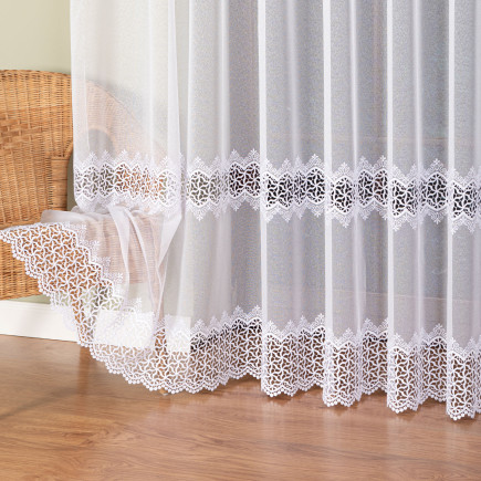 Firanka z aplikacją, wysokość 280cm, kolor 001 biały
