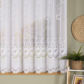 Firanka żakardowa ze wzorem pasowym, wysokość 160cm, kolor 001 biały