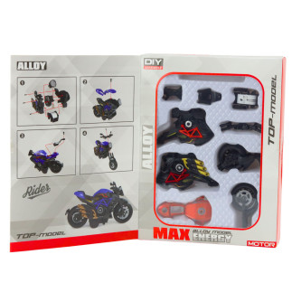 Motocykl do składania skręcania metal 1:14 diy pomarańczowy