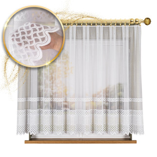 Firanka żakardowa pasowa, wysokość 155cm, kolor 001 biały