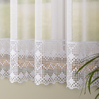 Firanka z aplikacją pasowa, wysokość 175cm, kolor 001 biały