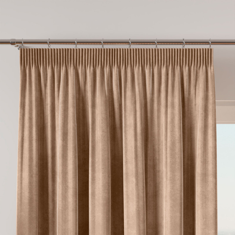 Velvi zasłona gotowa na taśmie, szerokość 140 x wysokość 260cm, kolor 001 ciemny beżowy