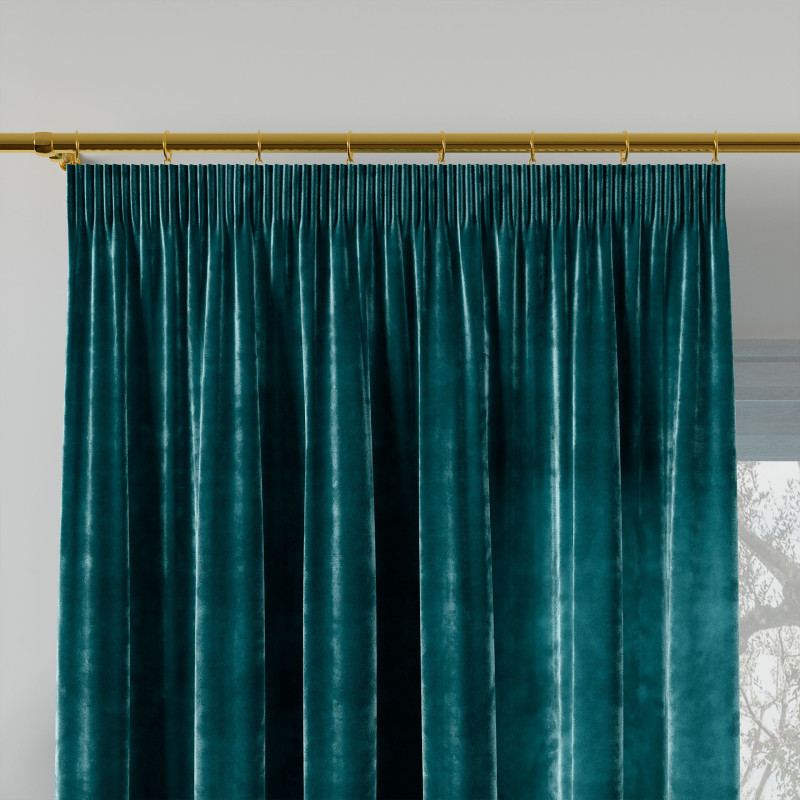 Velvi zasłona gotowa na tasmie, szerokość 140 x wysokość 250cm, kolor 008 ciemny turkusowy  petrol