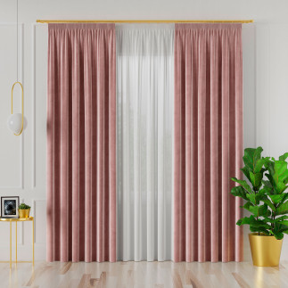 Velvi zasłona gotowa na taśmie, szerokość 140 x wysokość 230cm, kolor 013 ciemny pudrowy różowy