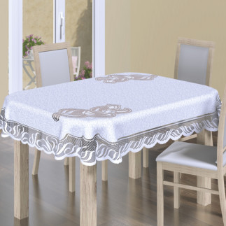 Obrus żakardowy gotowy, szerokość 160cm x wysokość 120cm, kolor 001 biały