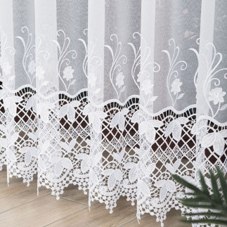 Firanka z aplikacją, wysokość 250cm, kolor 001 biały