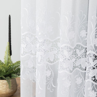 Firanka z aplikacją, wysokość 250cm, kolor 001 biały