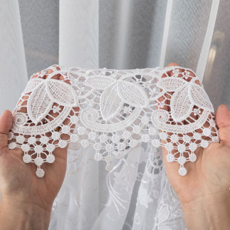 Firanka z aplikacją, wysokość 250cm, kolor 001 biały