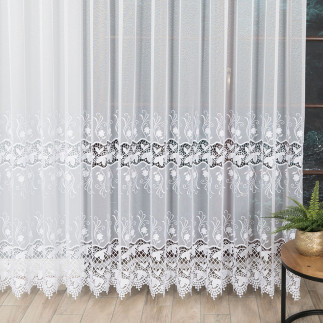 Firanka z aplikacją, wysokość 250cm, kolor 001 biały