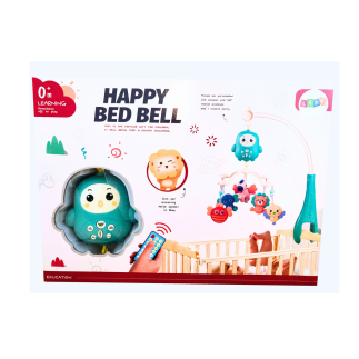 Karuzela do łóżeczka sterowana pilotem kołysanki dźwięki niebieska