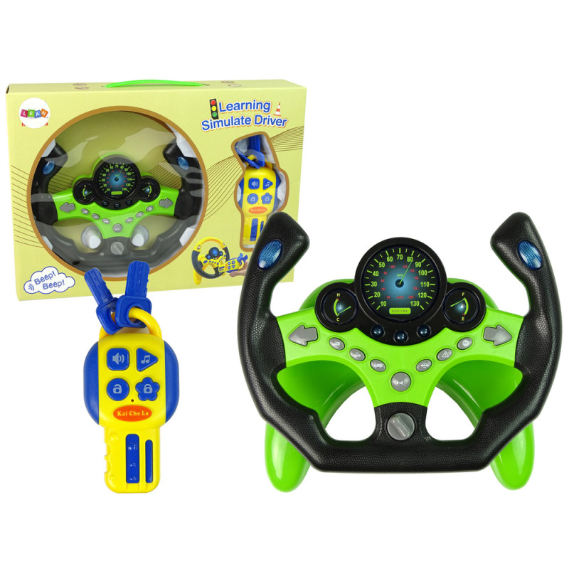 Zestaw kierowcy kierownica kluczyki dźwięk światła zielony