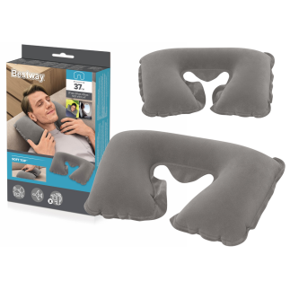 Dmuchana poduszka podróżna 46 x 28 cm rogal szara bestway 67006