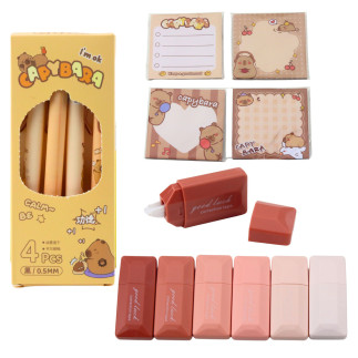 Piórnik szkolny dwukomorowy z kieszonkami dodatki kapibara 21x12 cm