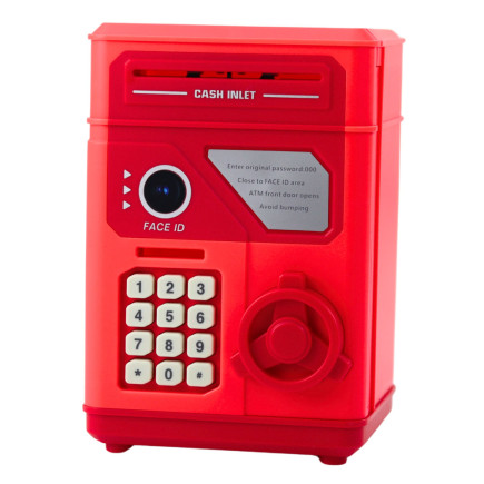 Elektroniczny sejf bankomat skarbonka na pin dla dzieci czerwony