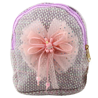 Plecak dziecięcy pleciony kokarda króliczek fioletowy 21cm 2l